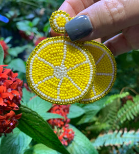 Beaded Lemon Earrings